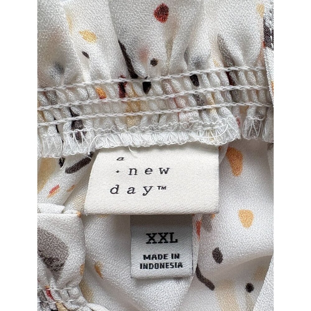 A New Day Womens XXL Peasant Blouse Ruffles Cottagecore Abstract Print - Picture 3 of 11